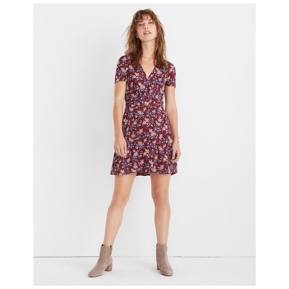 Madewell Wrap-Front Mini Dress in Antique Flora - Picture 2 of 5